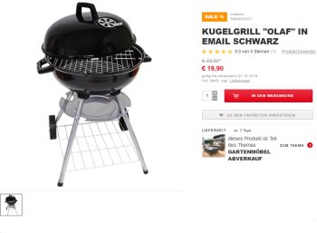 XXXL-Shop: Kugelgrill "Olaf" für 19,90 Euro plus Versand