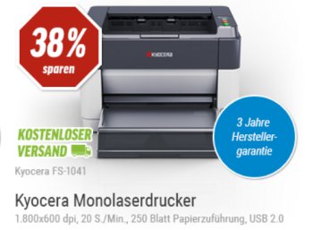 Laserdrucker: Kyocera FS-1041 mit 3 Jahren Garantie für 49 Euro frei Haus