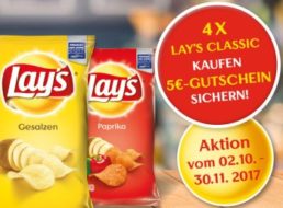 Tipp: 4 x Lay's Chips bei Rewe.de für 3,96 Euro mit 5 Euro Cashback