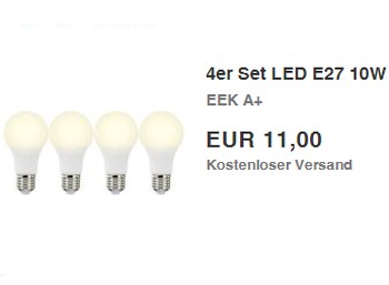 Conrad: Viererpack LED-Birnen mit zehn Watt für elf Euro frei Haus 