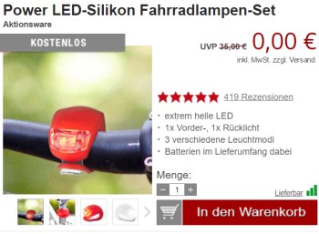 Druckerzubehoer.de: LED-Fahrradlampen-Set für 5,97 Euro mit Versand