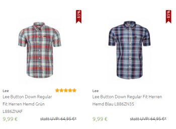 Outlet46: Hemden und Poloshirts von Lee ab 9,99 Euro frei Haus