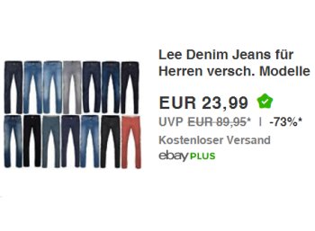 Lee: Jeans für Herren via Ebay zum Preis von 23,99 Euro frei Haus