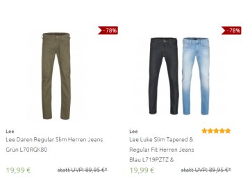 Outlet46: 143 verschiedene Lee-Jeans für je 19,99 Euro frei Haus