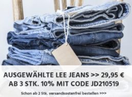 Lee: Jeans für pauschal 29,95 Euro, ab drei Modellen zehn Prozent Rabatt