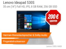 Notebooksbilliger: Lenovo-Ideapad mit Fingerprint für 599 Euro frei Haus