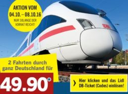 Lidl: Bahntickets für 49 Euro bis Samstag kaufbar, Reise bis zum 18. Dezember 2016