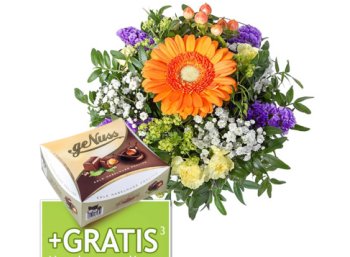 Lidl Blumen: Frühlingsstrauß mit Haselnuss-Pralinen für 14,99 Euro frei Haus