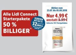 Lidl Connect: Startpaket für 4,99 Euro mit 10 Euro Guthaben