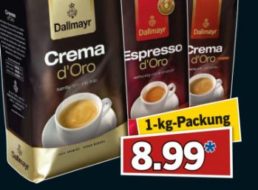 Lidl: Dallmayr-Kaffebohnen im Kilopack für 8,99 Euro