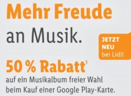 Google Play: 50 Prozent Rabatt auf Musikalben via Lidl