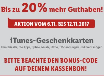 Lidl: Bis 20 Prozent mehr Guthaben bei iTunes-Karten bis Samstag