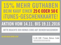 Lidl: iTunes-Guthaben von bis zu 7,50 Euro geschenkt beim Kauf von Karten