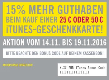 Lidl: iTunes-Guthaben von bis zu 7,50 Euro geschenkt beim Kauf von Karten