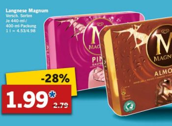 Viererpack Magnum für 1,99 Euro bis Samstag