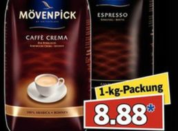 Lidl: Kilopack Kaffeebohnen von Mövenpick für 8,88 Euro am Freitag