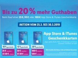 Lidl: Bis zu 20 Euro geschenkt beim Kauf von iTunes-Guthabenkarten