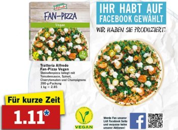 Lidl: Vegane Pizza ab Montag für 1,11 Euro im Angebot