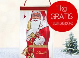 Gratis: Lindt-Weihnachtsmann mit einem Kilo Gewicht zur Schokoladenbox geschenkt