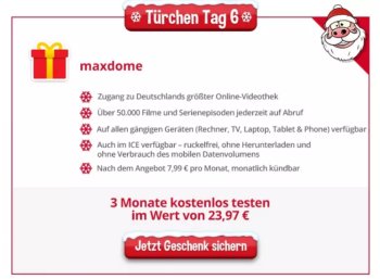 Gratis: Maxdome 3 Monate zum Nulltarif via Heise-Adventskalender