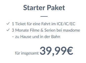 Maxdome: Bahnticket mit Drei-Monats-Flatrate für 39,99 Euro