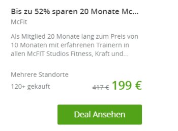 McFit: Mitgliedschaft für 20 Monate mit automatischem Ende für 199 Euro