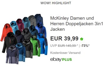 McKinley: 3in1-Jacken mit Innenjacke und wasserdichter Hülle für 39,99 Euro frei Haus