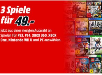 Mediamarkt: 3 Spiele nach Wahl für zusammen 49 Euro, einzeln bis zu 63 Euro