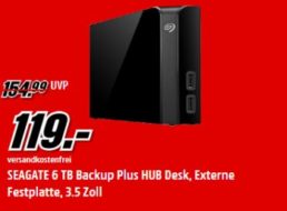 Mediamarkt: Externe Festplatte mit sechs TByte für 119 Euro frei Haus