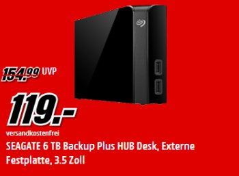 Mediamarkt: Externe Festplatte mit sechs TByte für 119 Euro frei Haus