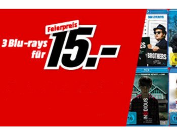 Mediamarkt: Drei Blu-rays nach Wahl für 15 Euro