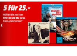 Mediamarkt: Fünf Blu-rays oder CDs nach Wahl für 25 Euro