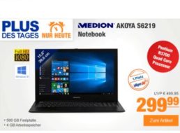 Plus: Medion-Notebook mit 500 GByte SSHD für 299,99 Euro frei Haus