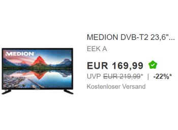 Ebay: Medion-TV mit DVB-T2 und integriertem DVD-Player für 169,99 Euro frei Haus