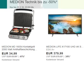 Medion: Sale bei Ebay mit Technik-Artikeln ab 14,99 Euro frei Haus