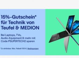 Ebay: 15 Prozent Rabatt auf Artikel von Teufel und Medion