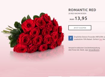 Miflora: 20 Red Naomi Rosen für 18,90 Euro frei Haus