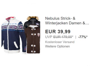 Nebulus: Strickjacken und Winterjacken für 39,99 Euro frei Haus