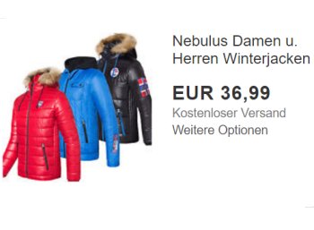 Nebulus: Atmungsaktive Winterjacken für 36,99 Euro frei Haus