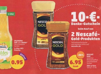 Penny: Zwei Nescafé Gold für 13,90 Euro mit 10 Euro Cashback