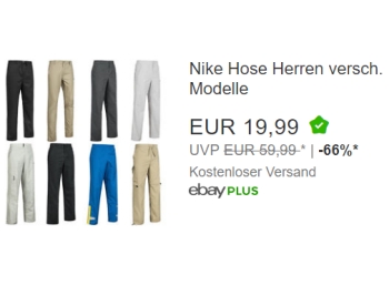 Nike: Herren-Freizeithosen für 19,99 Euro frei Haus via Ebay