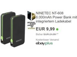 Ebay: Ninetec NT-608 Powerbank mit 6000 mAh für 9,99 Euro