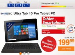 Plus: Convertible Ninetec Ultra Tab Pro mit Windows und Android für 199,99 Euro