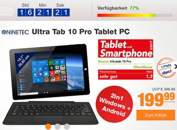 Plus: Convertible Ninetec Ultra Tab Pro mit Windows und Android für 199,99 Euro