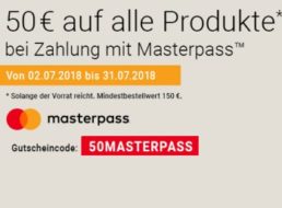 Notebooksbilliger: 50 Euro Masterpass-Rabatt ab 150 Euro Warenwert