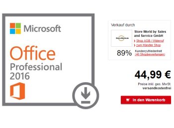 Allyouneed: Microsoft Office Professional 2016 für 44,99 Euro frei Haus