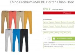 Knaller: Chino-Hosen für 99 Cent plus Versand bei Outlet46