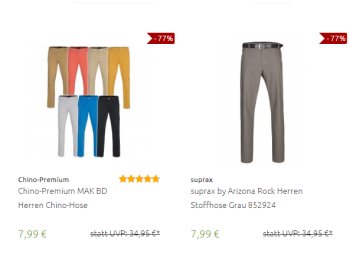 Outlet46: Marken-Jeans und -Chinos ab 7,99 Euro