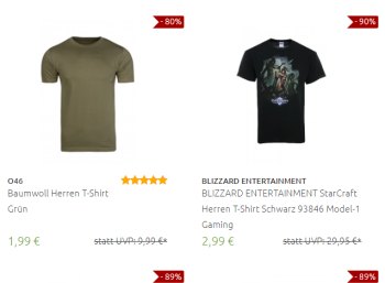 Outlet46: Herren-T-Shirts im Sale zu Preisen ab 2,99 Euro