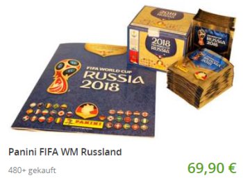 Panini: Sammelalbum zur Fußball-WM 2018 mit 500 Stickern für 69,90 Euro